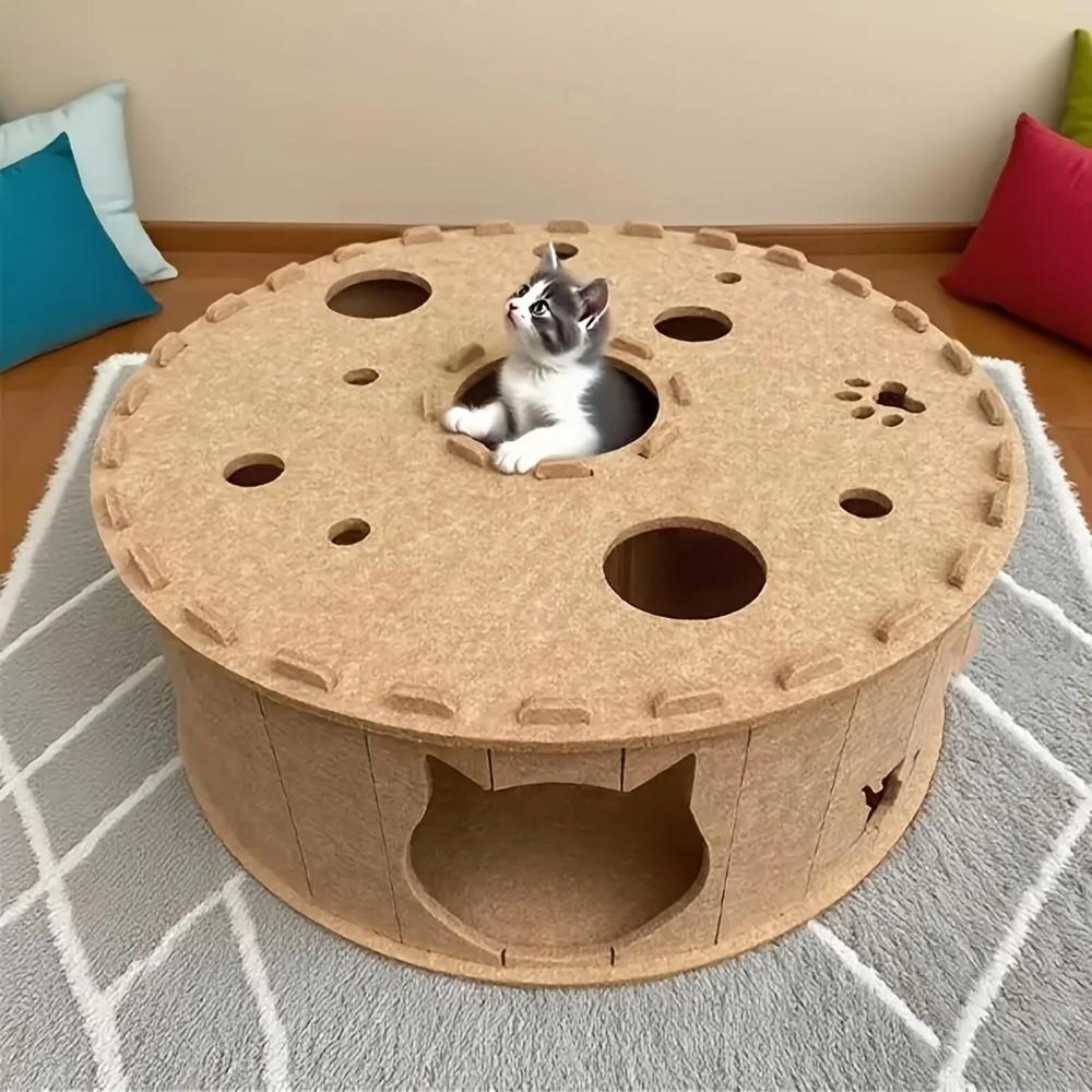 Breathable Cat Tunnel House Non-Shedding Scratching Board Cat Tunnel Play Center  Home Indoor