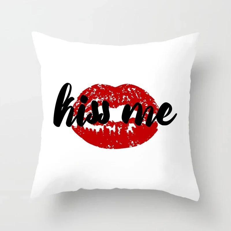 Valentines Day Decoration Pillowcase Sofa Cushion Case Bed Pillow Cover Home Decor Car Cushion Cover Kiss Throw Pillow Case
