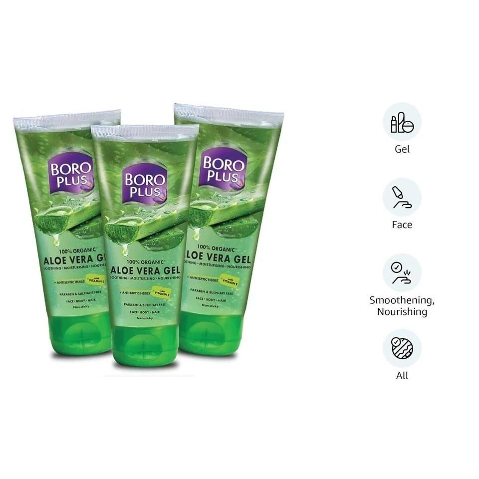 BOROPLUS Aloe Vera Gel for Hydration, Scars, Dryness 450ml (Pack of 3)