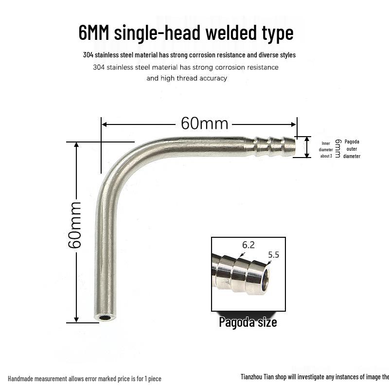 304 Stainless Steel 90° Welded Elbow Hose Fitting - Sizes 6, 8, 10, 12