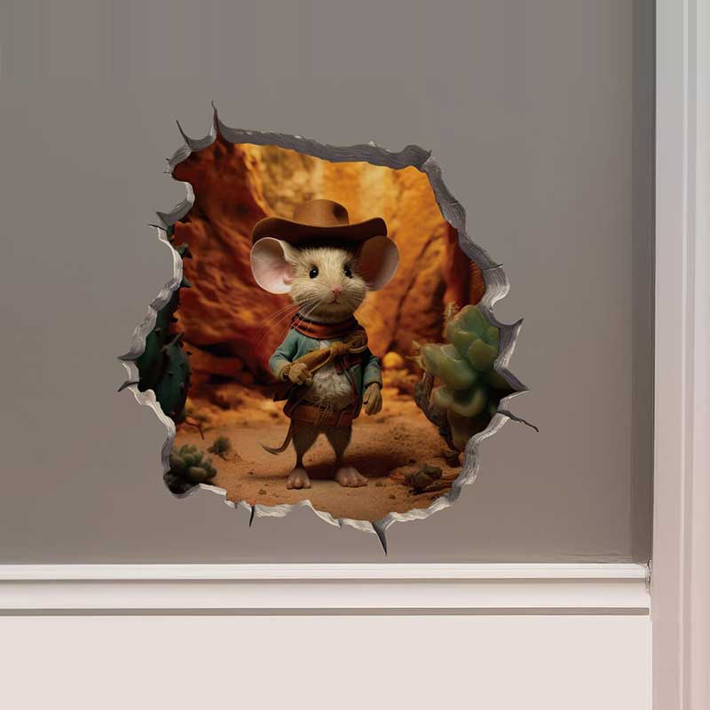 It's a Girl Mouse in Mouse Hole Decal - Dance Baby Shower Gift Wall Sticker Mouse Decor Waterproof Decals Stickers M452