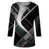 Trendy Vintage 3/4 Sleeve Top For Women,Ladies Casual Three Quarter Sleeve Round Collar Printed T-Shirt Blouse