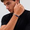 Trendy Hip Hop Double-layer Link Blue Tiger Eye Bracelet for Men, Stainless Steel Splicing Chain Natural Stone Bracelets Jewelry