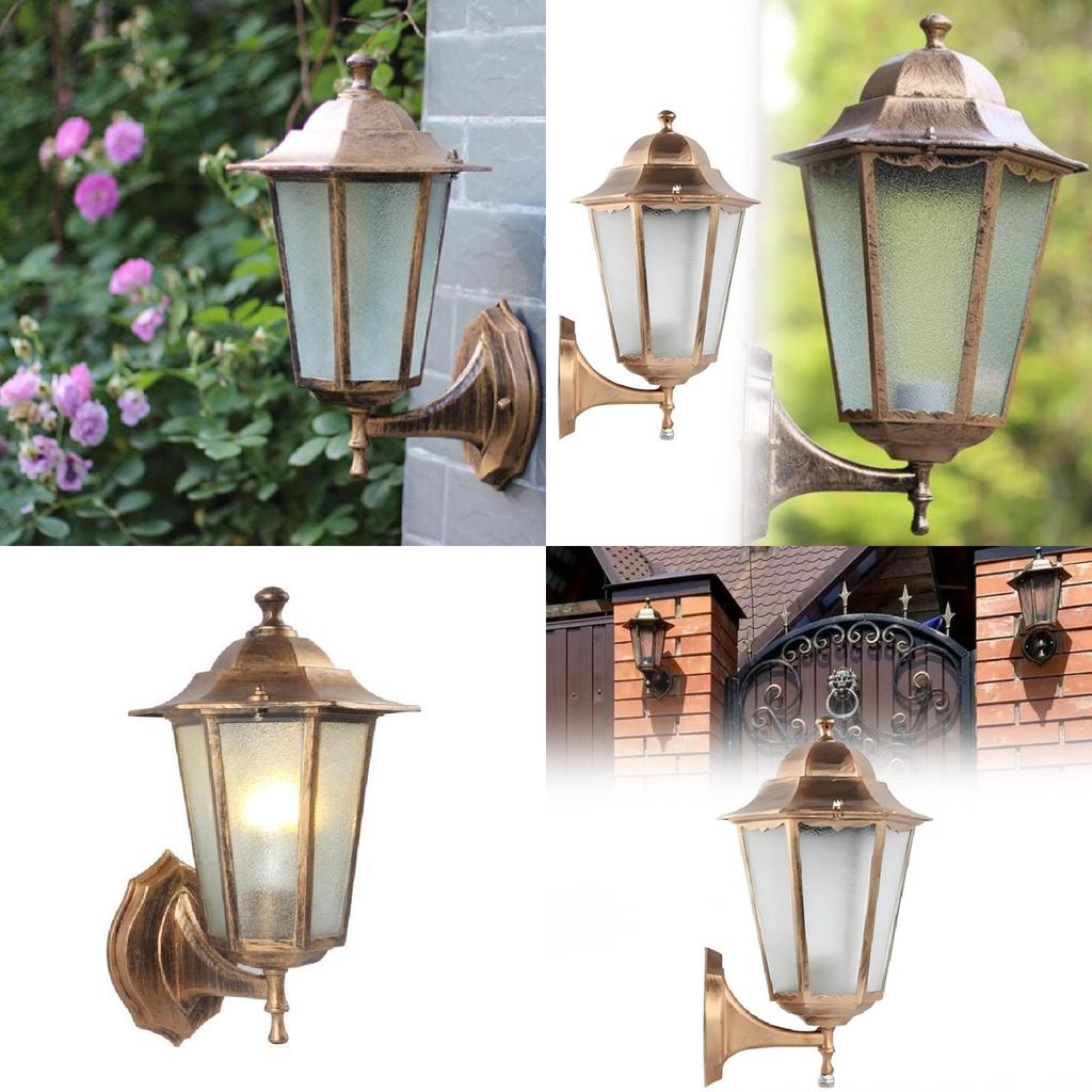 Retro Outdoor Hexagonal Wall Lamp With Copper Finish And Waterproof Led Technology