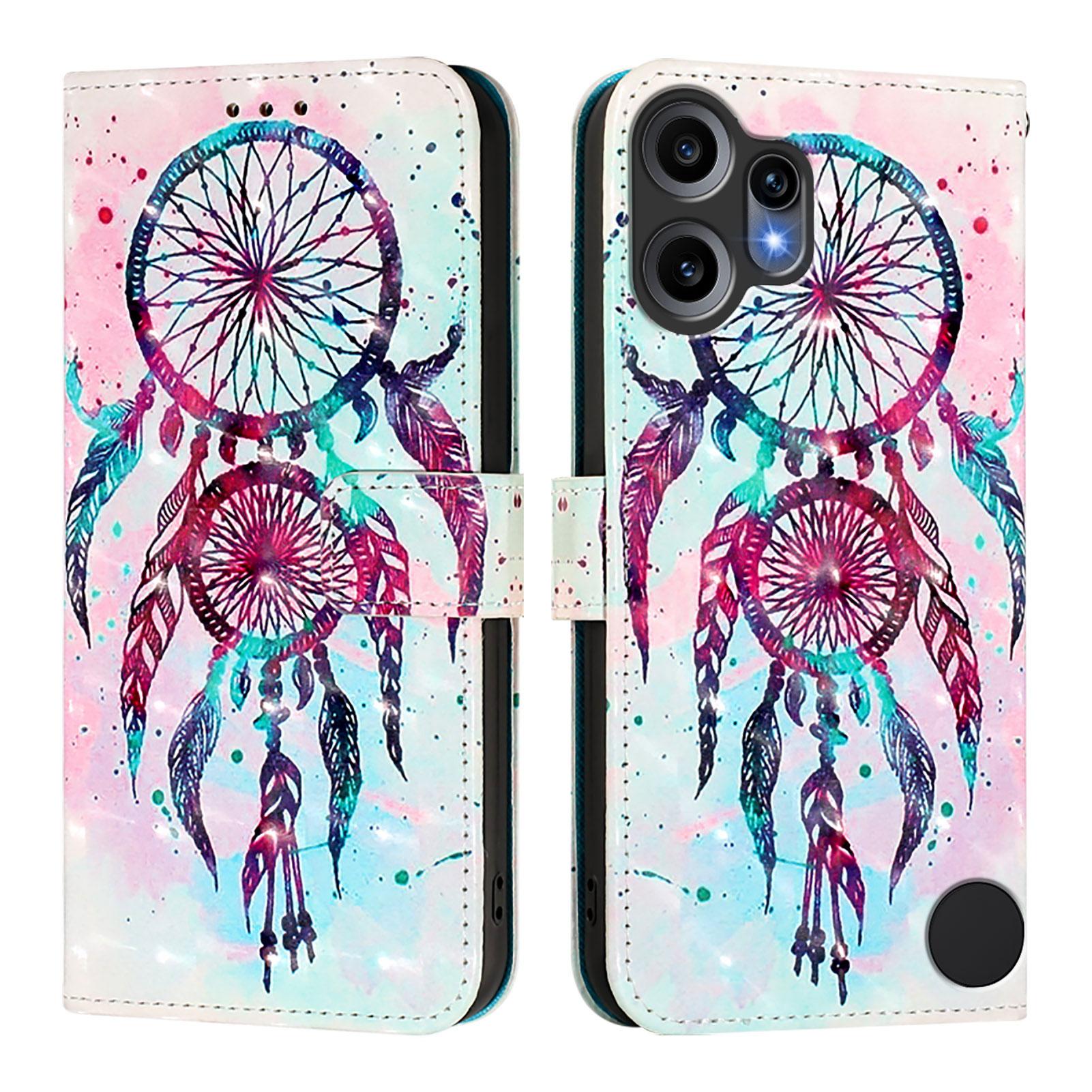

For Nothing CMF Phone 2 Pro Leather Case Pattern Printing Wallet Stand Mobile Cover with Strap Colorful Wind Chime