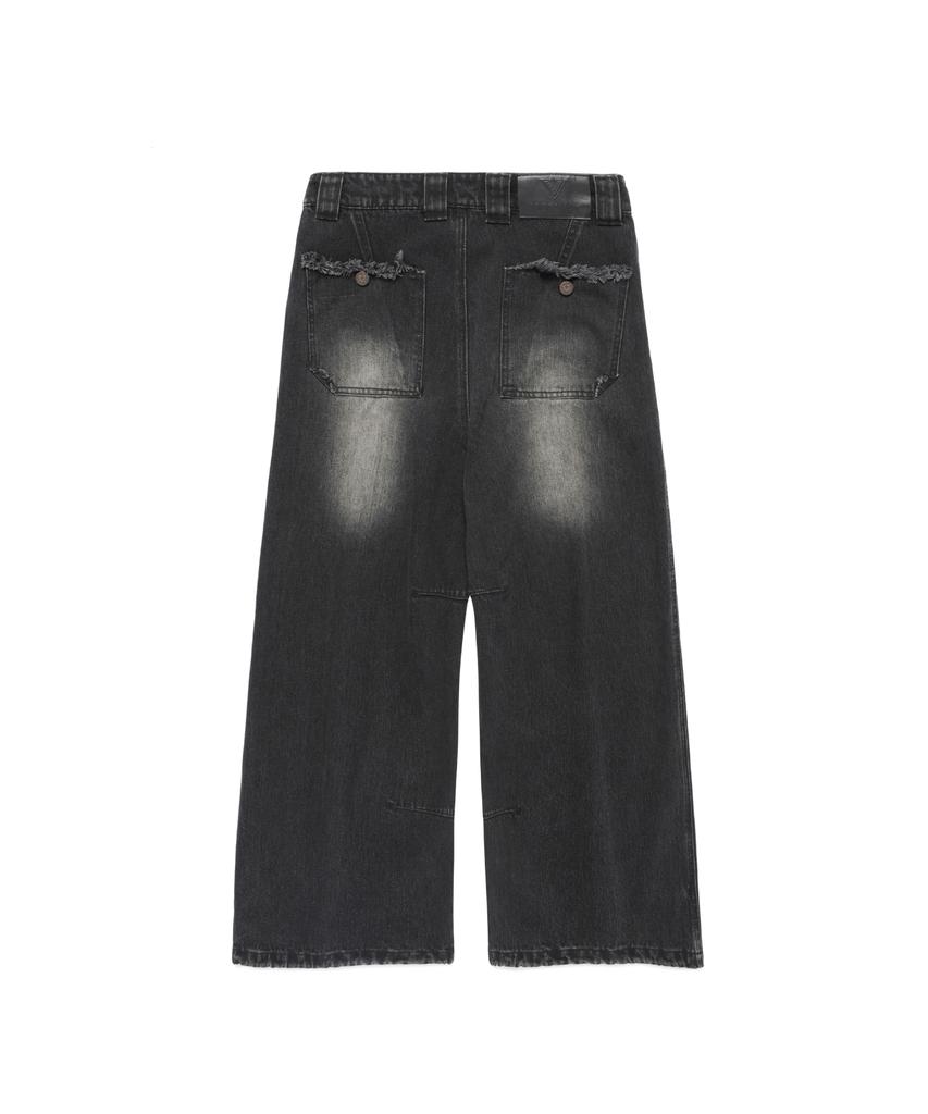 VONVAT Damaged Pocket New Wide Jeans (Black)