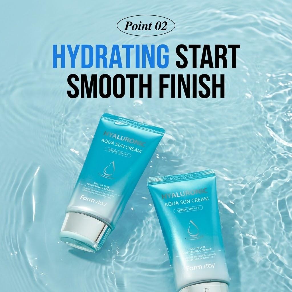 FARM STAY Hyaluronic Aqua Sun Cream SPF50+ PA++++ 70g (5 Options)