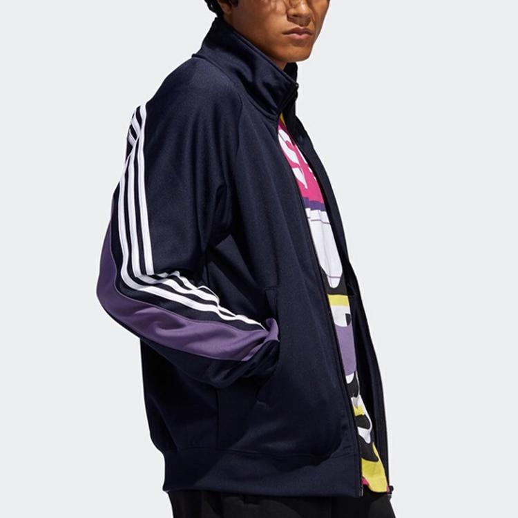 Adidas Originals Trefoil Stand Collar Casual Sports Jacket Men Outerwear Navy-Blue FM1524