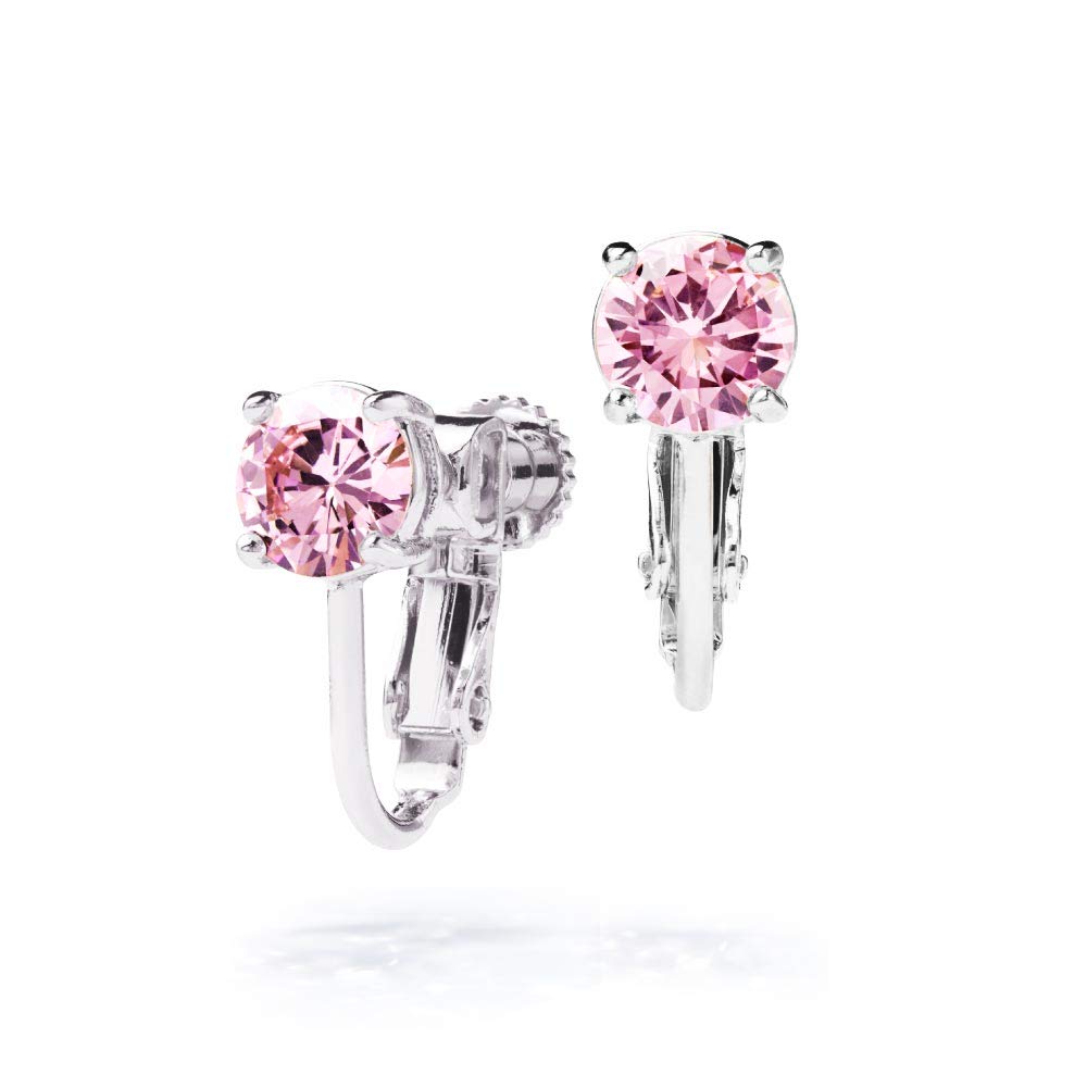 Gift from New York Earrings for 18K Platinum Single Stone Gift for Women Women, Gold, Plated, 0.75ct, Pink, Earrings, Hypoallergenic,