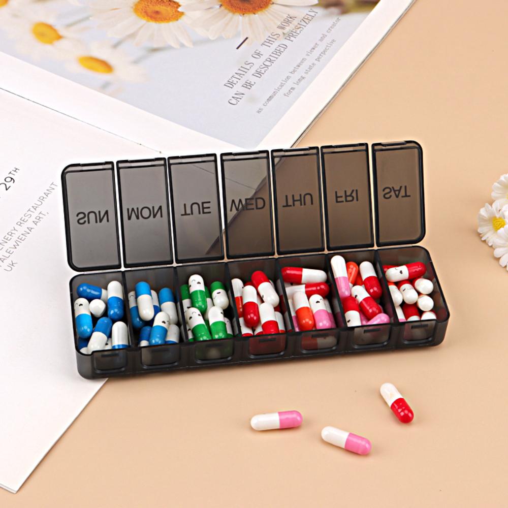 New Portable Premium Weekly Pill Cases 7 Day 7 Grids Pill Organizer Storage Box Container Travel for Medicine Vitamins Fish Oils