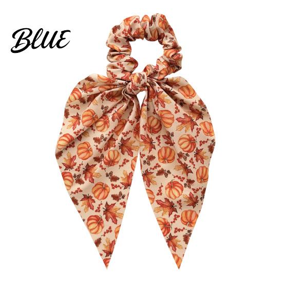 Decorative Hair Accessories for Autumn Outings Fall Pumpkin Maple Leaf Tie Women, Bow Knot Ribbon Ponytail Stylish Bowknot Holder, Soft Fabric Elastic