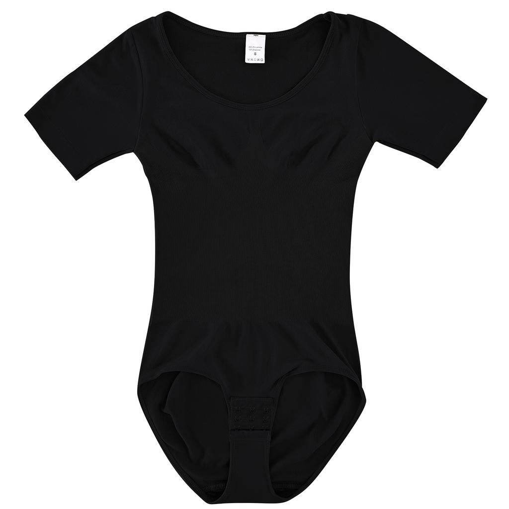 Damen Kurzarm Body Shapewear zur Bauchkontrolle Nahtlose T-Shirts Taillentrainer Schlankmachender Body Shaper Tanktops