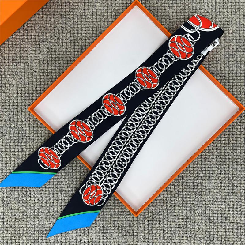 POBING Satteldruck 18m/m Twill Seidenschals Damen Luxusmarke Schal Taschenbänder Krawatte Kopftuch Kleiner Langer Schmaler Schal 86*5CM