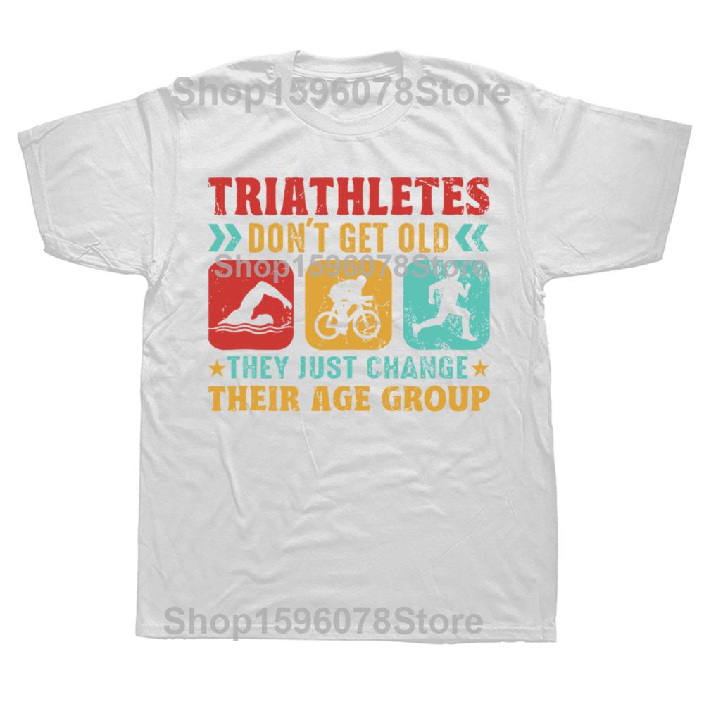 Rolig Triathlondesign Män Kvinnor Triathleter Simma Cykla Löp T-shirt Sommar Grafisk Bomull Streetwear Kortärmad Gåvor T-shirt