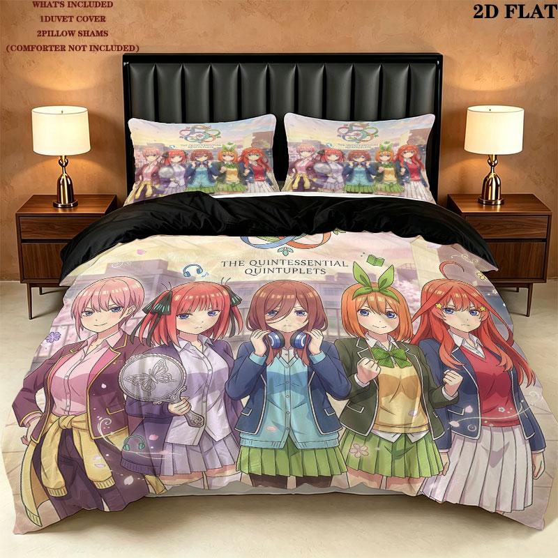 5Toubun Pattern Bedding Quilt Set Quilt Cover Pillowcase Home Birthday Gift(1 * duvet cover + 2 * pillowcase, without core)