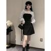Women's Striped Shirt Dress Autumn Winter Fake Two Piece Mini Dress