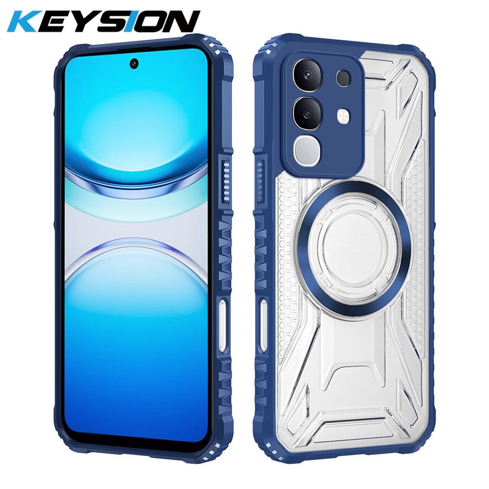 KEYSION Custodia Magnetica Trasparente per Realme C85 5G Silicone Morbido+PC Resistente agli Urti Cover Posteriore per OPPO Realme C85