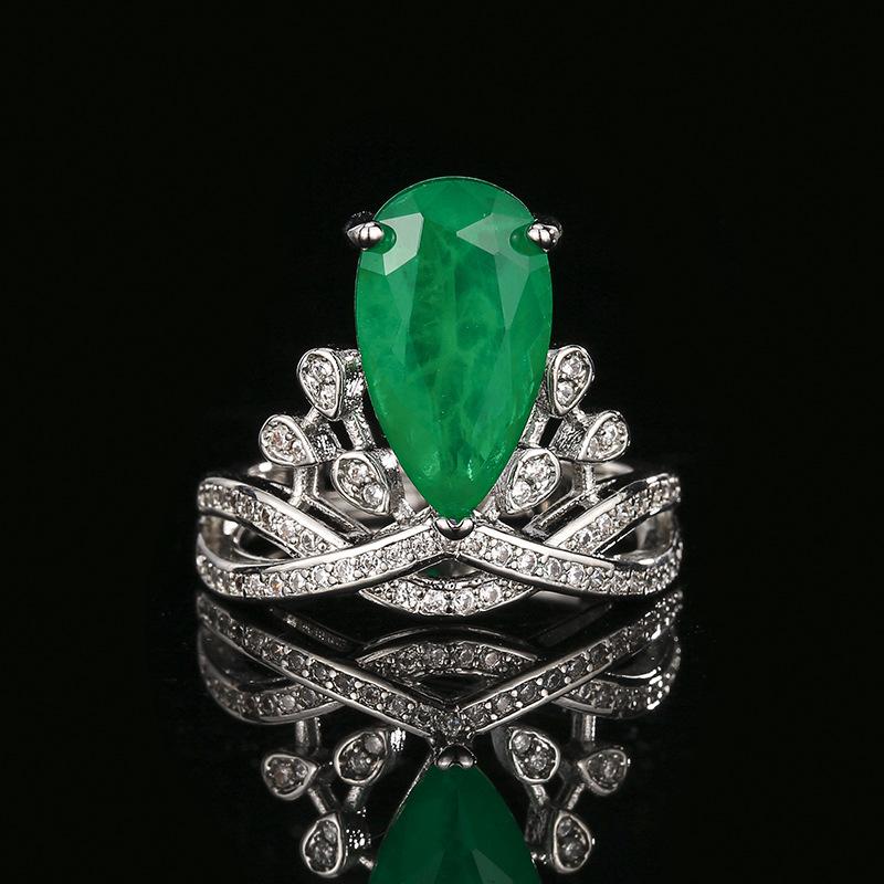 

Ring Jewelry Internet Celebrity Pear Shaped Crown Open Colorful Treasure Light Luxury Fashionable Women s Style
