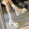 White Platform Mary Jane Shoes for Women's New Season Bow Small Leather Shoes with Skirt Single Shoes for Women