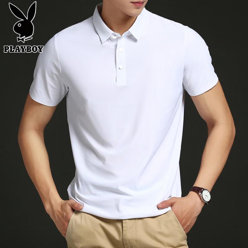 PLAYBOY Men's Ice Silk Short Sleeve Polo Shirt