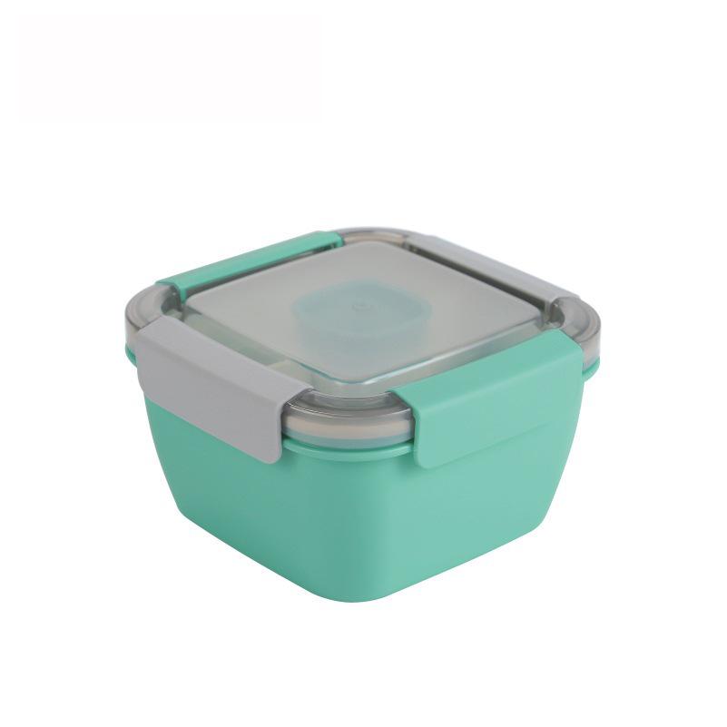 Dual-Layer Plastic Lunch Box with Dividers and Secure Buckles for Office & Student Use