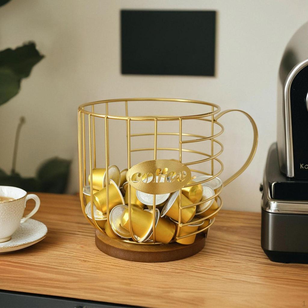 Kaffee Kapselhalter Korb mit Sockel Metall Snack Aufbewahrung Tassen Organizer Kapsel für