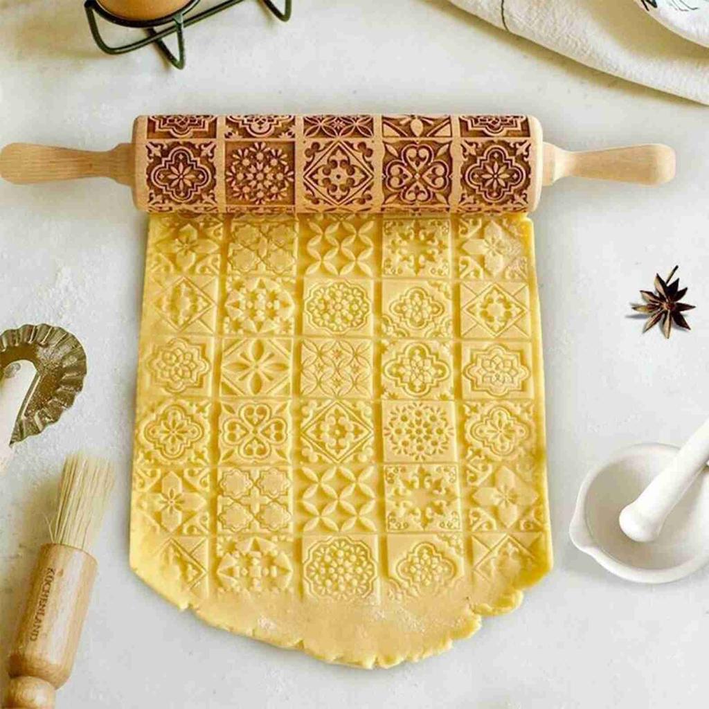 Christmas Rolling Pin Engraved Rolling Pin Embossed Rolling Pin