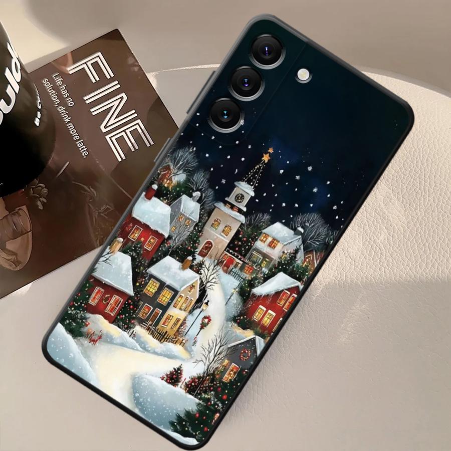 Hülle für Samsung Galaxy A20 A13 A04 A50 A06 A40 A16 A30 A15 A70 A10 A12 A17 A05 Schwarz Weiche Handyhülle Winter Schnee Weihnachten