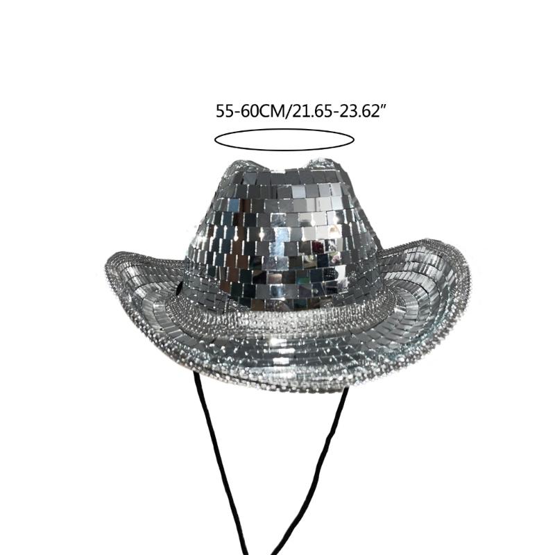 Disco Ball Cowboy Hat Girl Costume Cosplay Cap Household Decoration for Home Festival Shopping Traveling Supplies