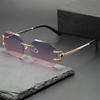 Vintage Women Rimless Sunglasses Polygon Design Anti Light Glasses Fashion Shades Square Cutting Lens Ladies Frameless Eyewear