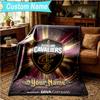1PC Custom Name Blanket football Cavaliers Logo Flannel blankets Patterns Throw Blanket All-Season Soft Gift for Couch, Bed, Camping, Birthday gifts