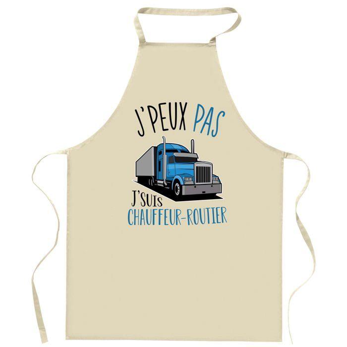 Tablier de cuisine - chauffeur-routier J'peux pas - Impression bretonne - Coton robuste lavable 40°C - Impression made in Bretagne
