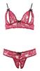 Cottelli LINGERIE - Sexy Open Bra + Crotchless Thong Red S