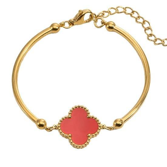 Stylish and Sophisticated Double-sided Four-leaf Clover Bracelet Women's Titanium Steel Bracelet