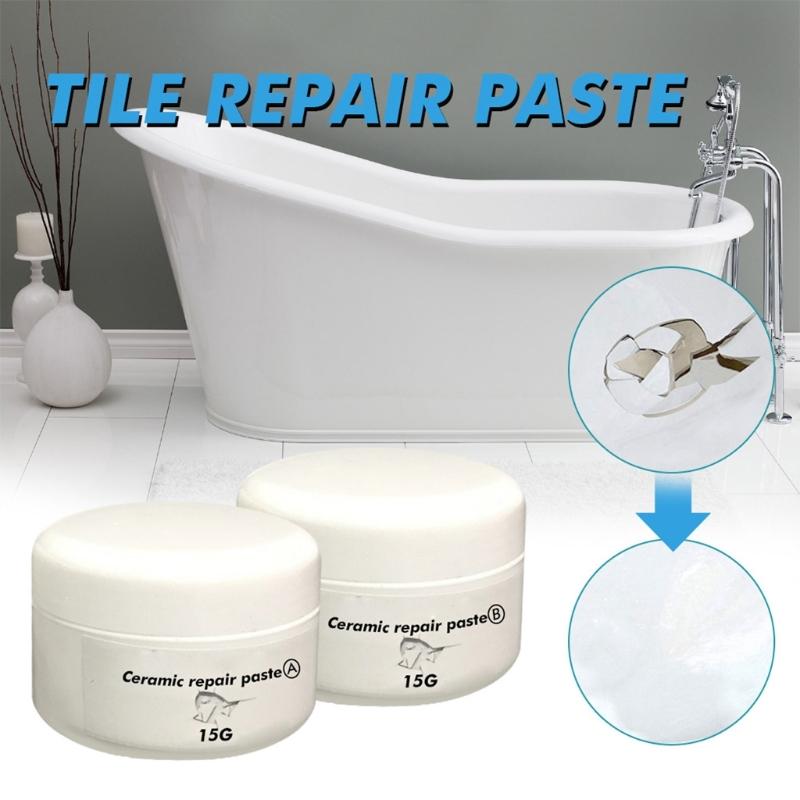 Keramik-Reparaturpaste Keramik-Badebecken Reparatur Füller Wanne Fliese & Dusche Reparaturset Weiße Fliesenpaste Klebstoff Badewanne