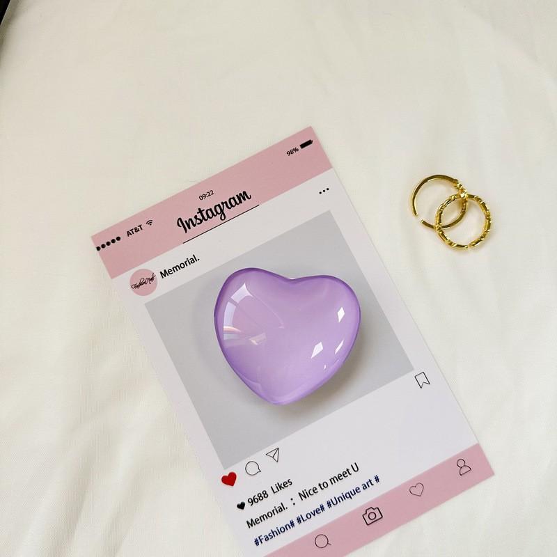 

Korean Style Heart-shaped Colored Glass Crystal Ball Phone Airbag Holder Internet Famous Lazy Person Extendable Transparent White Background Bracket