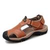 Men's sandals summer leather soft sole non-slip beach shoes 2025 new large size trend outside wear cool slippers breathable