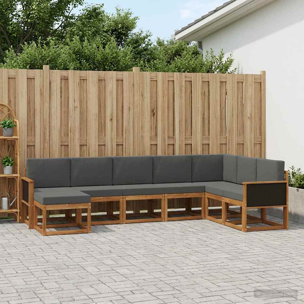Outdoor Sofa Set with Cushions 8 pcs Natural and Anthracite