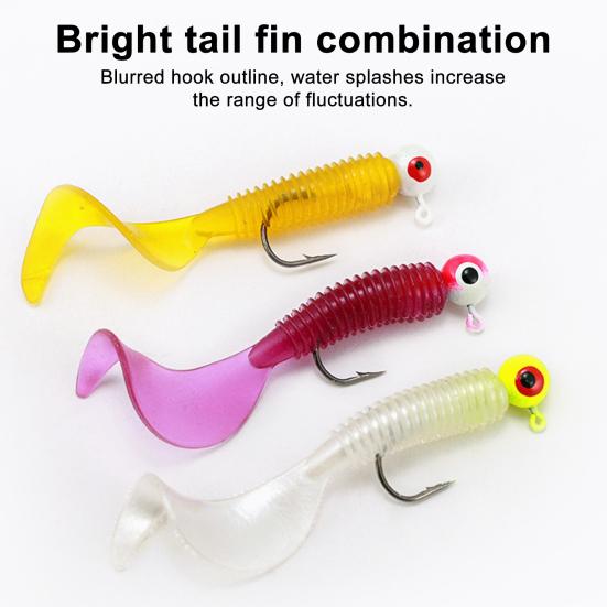 20Pcs Soft Fishing Lure Metal Jig Head Fishing Hooks Realistic Design Bright Color Artificial Bait Worm Lure Fishing Accessories