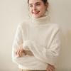 Elegant Women's High-Neck Cashmere Sweater: Double-Ply Thick, Large Cable Knit, Perfect for Autumn & Winter