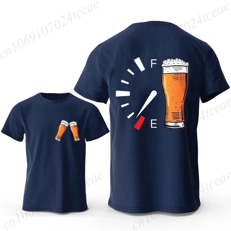 Tričko s krátkým rukávem pro muže ženy tričko oblečení prázdná pivní nádrž pivní potisk trička palivoměr pivo móda ležérní oversized top Y2K