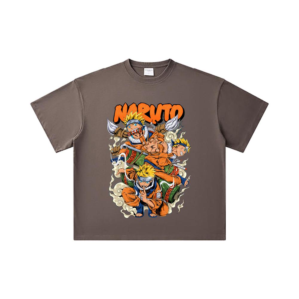 260 GSM Double Yarn 32 Count 100% Cotton Naruto V18 Print Unisex Heavy Cotton T Shirt