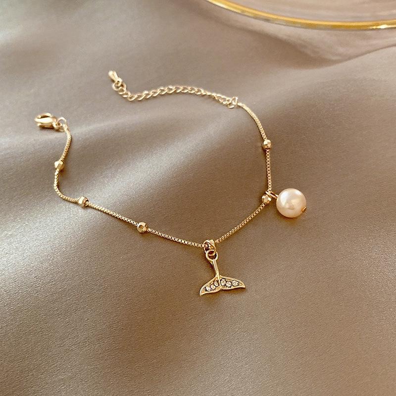 Korean Retro Pearl Titanium Steel Women's Bracelet - High-End Ins Style Beaded Bangle for Couples