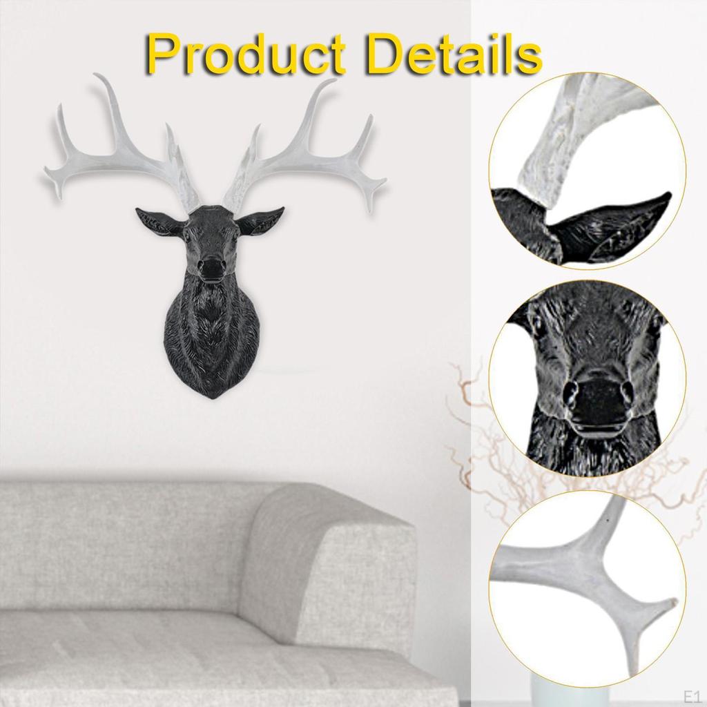 Décor Mural Tête de Cerf Statue en Résine Faux Objet de Collection Réaliste Sculpture Faite à la Main Animal
