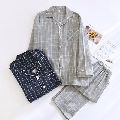 2026 Nuovo Set Pigiama da Uomo Primavera e Autunno 100% Cotone Manica Lunga Pantaloni Lunghi Set Due Pezzi Ampio Grande Abbigliamento per la Casa