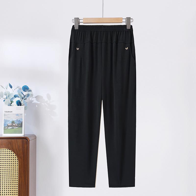Letní elastické ležérní kalhoty s vysokým pasem pro ženy středního věku