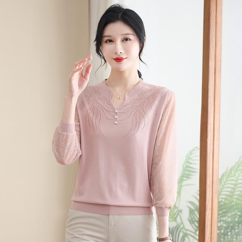 Mom s 2026 Summer Qipao Collar Ice Silk T-shirt for Women 4XL (recommended 160-170 kg) розовый