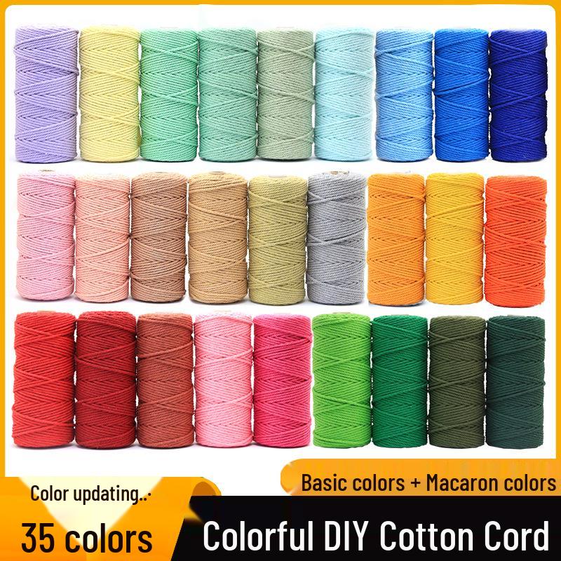 3mm Color Cotton Rope for DIY Handmade Tapestry, Weaving, and Drawstring Projects