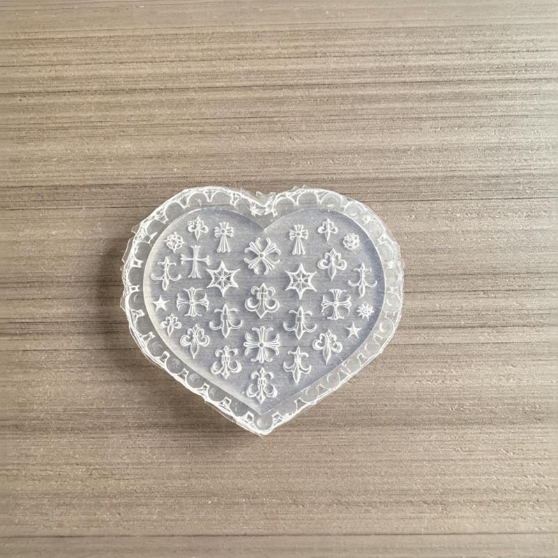 3D Heart Shaped Clear Silicone Nail Art Mold With Multiple Patterns For Diy Nail Decoration Making Tools