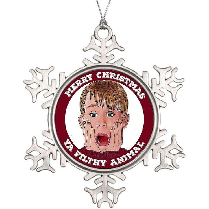Merry Christmas Home Alone Ya Filthy Funny Holiday Animall Ornament Classic Christmas Filies Movie,Christmas Friends Xmas Metal Snowflake Christmas Style-2